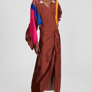 Purificacion Garcia Colorful Pareo High-Low Maxi Dress SzM Festive Resort Flowy